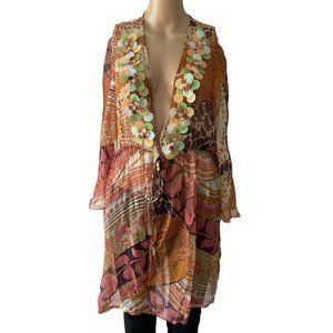 Joolay Color Block 3D Flower Neckline Size M Beach Cover